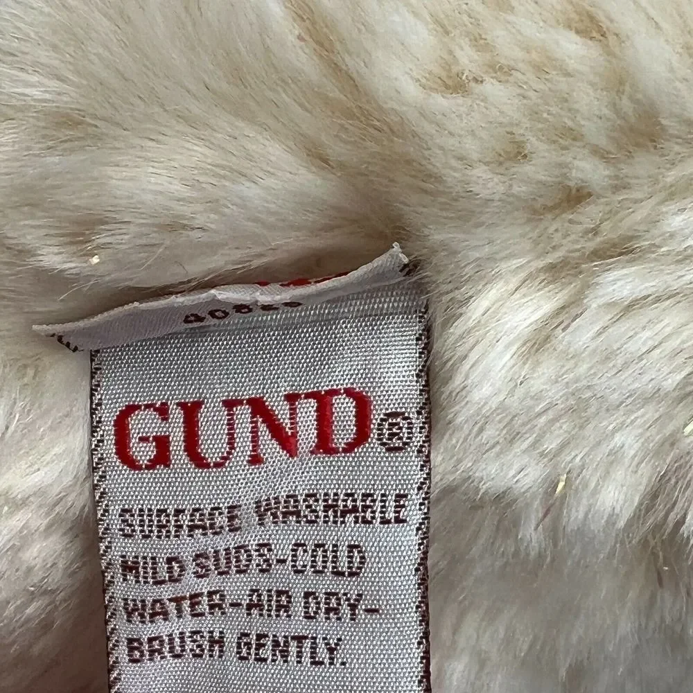 Gund Bear Plush Christmas Purse Bow Neck‎ Cream Adorable Stuffed Animal Kids Toy